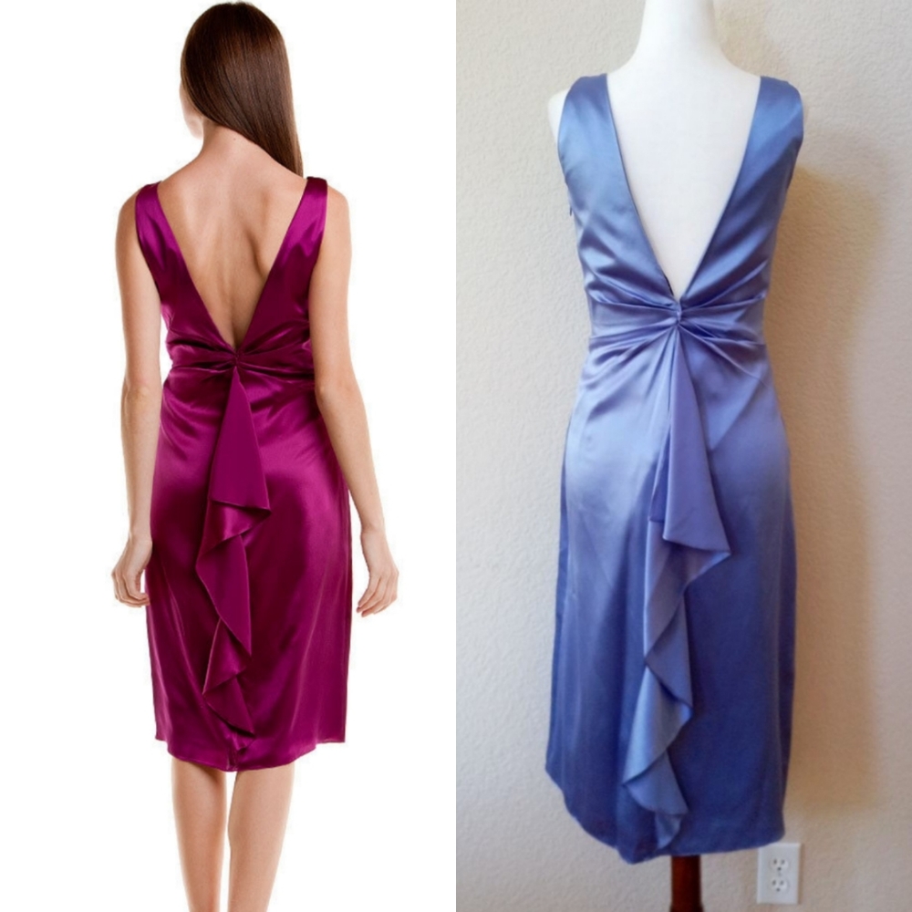 Elie Tahari blue 100% silk Liza cocktail dress - Picture 5 of 8